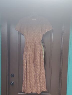 Christy Dawn Brown Floral Maxi Dress with Yellow Ditsy Print